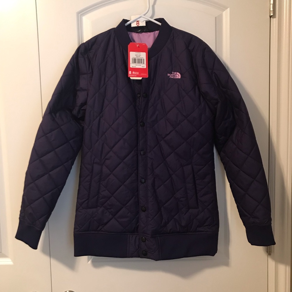 Northface purple bomber quilted jacket
